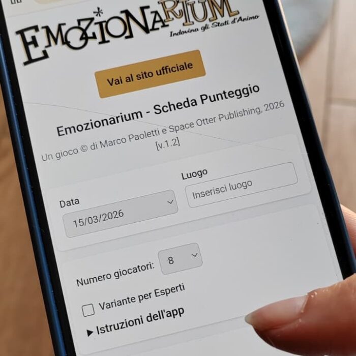 Foto della web app utilizzabile per tracciare i punteggi per il gioco da tavolo sulle emozioni ''Emozionarium''
